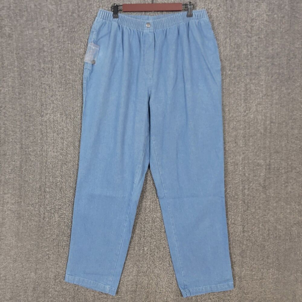 Woman Within Jeans Womens 18W Blue Elastic Waist Straight Leg Pull On Denim Pant